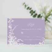 Romantic Botanical Garden Lavender Wedding RSVP Karte (Stehend Vorderseite)