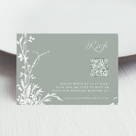 Romantic Botanical Garden Wedding Sage Green RSVP Karte