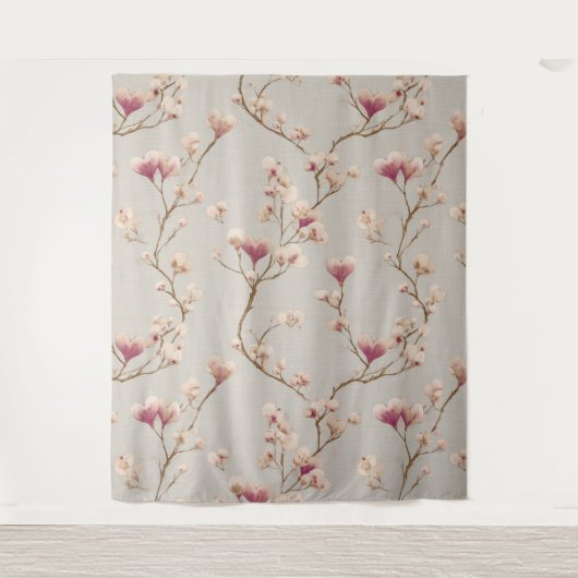Romantic Botanical Wall Tapestry – Heart Blossom Wandteppich (Vorderseite)