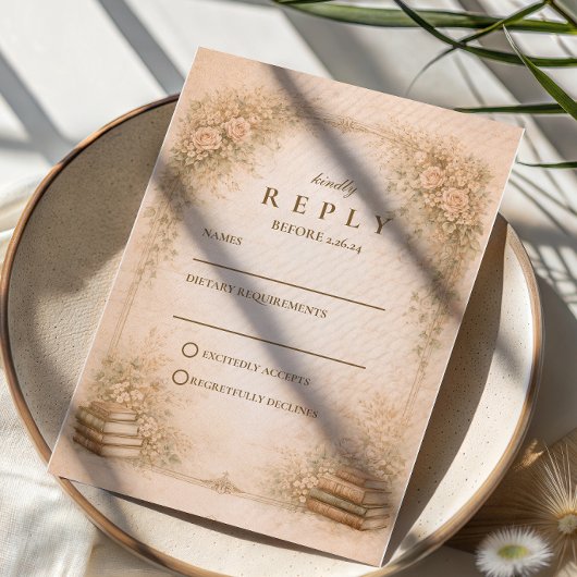 Romantic Botanical Wildflower Garden Wedding RSVP Karte