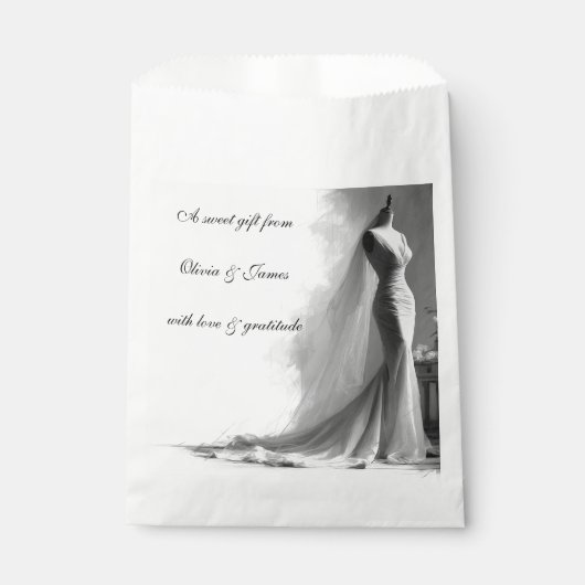 Romantic Bridal Sketch Wedding Favor Bag  Geschenktütchen (Vorderseite)