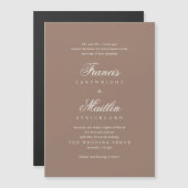 Romantic Brown Elegant Wedding Magneteinladung (Vorne/Hinten)