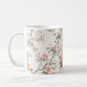 Romantic Brown Hair Girl Peach Roses Floral Kaffeetasse (Links)