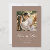 Romantic Brown Photo Elegant Wedding Save The Date (Vorderseite)