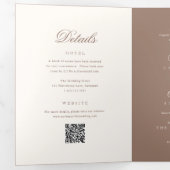 Romantic Brown QR Code Elegant Wedding Dreifach Gefaltete Einladung (Innen Erste Seite)