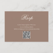 Romantic Brown QR Code Elegant Wedding RSVP Karte (Vorderseite)