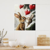 Romantic Bunny Couple Valentine Wall Art Poster (Küche)