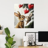 Romantic Bunny Couple Valentine Wall Art Poster (Heimbüro)