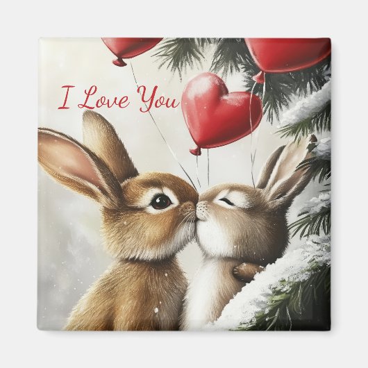 Romantic Bunny Couple Valentine's Day Magnet (Vorne)
