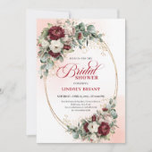 Romantic Burgundy and Gold Bridal Shower Invite Einladung (Vorderseite)