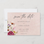 Romantic Burgundy Blush Floral Garden Wedding Save The Date (Vorderseite)