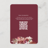 Romantic Burgundy & Blush QR Code Wedding Details  Begleitkarte (Rückseite)