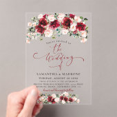 Romantic Burgundy Blush Watercolor Roses Wedding Acryleinladungen (Insitu (Handheld))