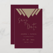 Romantic Burgundy Calligraphy Monogram Save The Date (Vorne/Hinten)