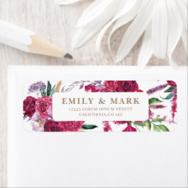 Romantic Burgundy Floral Wedding return address