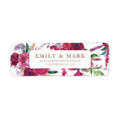Romantic Burgundy Floral Wedding return address (Vorne)