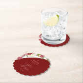 Romantic Burgundy Floral Wedding Thank You Message Untersetzer (Vor Ort)