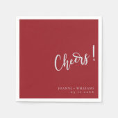 Romantic Burgundy Hand Lettering Cheers Wedding Serviette (Vorderseite)