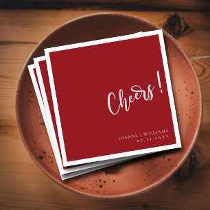 Romantic Burgundy Hand Lettering Cheers Wedding Serviette