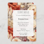 Romantic Burgundy Red Cream Floral Birthday Einladung (Vorne/Hinten)