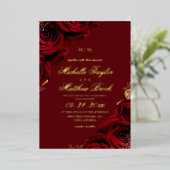 Romantic Burgundy Rose Wedding Folieneinladung (Stehend vorne)