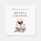 Romantic Burgundy Rose Wine Bridal Shower Serviette (Vorderseite)