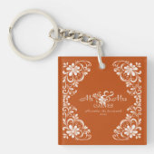 Romantic Burnt Orange Mr & Mrs Acrylic Schlüsselan Schlüsselanhänger (Vorderseite)