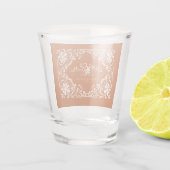 Romantic Burnt Orange Mr & Mrs Wedding Shot Glass Schnapsglas (Rückseite)
