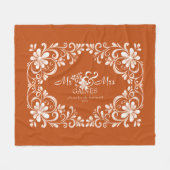 Romantic Burnt Orange Shabby Chic Mr & Mrs Floral Fleecedecke (Vorderseite (Horizontal))