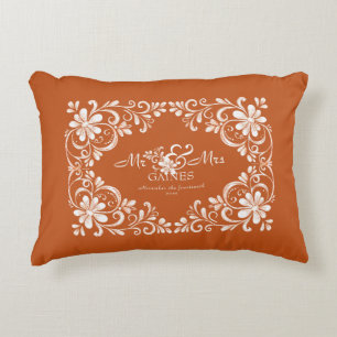 Romantic Burnt Orange Shabby Chic Mr Mrs Wedding Dekokissen