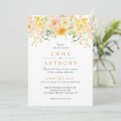 Romantic Butter Yellow Floral QR Code Wedding Einladung (Stehend Vorderseite)