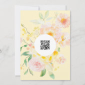 Romantic Butter Yellow Floral QR Code Wedding Einladung (Rückseite)