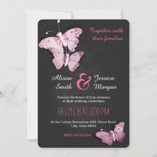 Romantic Butterflies wedding invitation Einladung