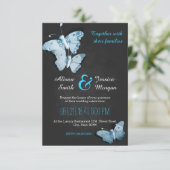 Romantic Butterflies wedding invitation Einladung (Stehend Vorderseite)