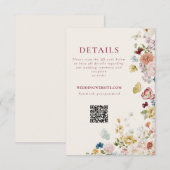 Romantic Butterfly Floral Border Wedding QR Code Begleitkarte (Vorne/Hinten)