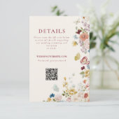 Romantic Butterfly Floral Border Wedding QR Code Begleitkarte (Stehend Vorderseite)