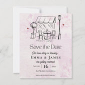 Romantic Café Illustration Wedding Save the Date (Vorderseite)