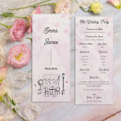 Romantic Café Sketch Wedding Ceremony Program Einladung