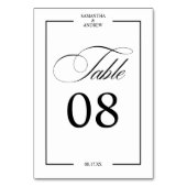Romantic calligraphy black white chic table number tischnummer (Vorderseite)