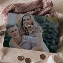 Romantic Calligraphy Monogram Dark Photo Wedding