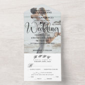 Romantic Calligraphy Monogram Photo Wedding  All In One Einladung (Innen Boden)