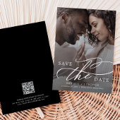 Romantic Calligraphy QR Code Dark Photo Save The Date