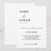 Romantic  Calligraphy Wedding Invitation Einladung (Vorne/Hinten)