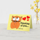 Romantic Card "Thinking of You" Cartoon MustachCat Karte (Gelbe Blume)