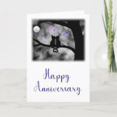 Romantic Cat Anniversary Card Under Moon           Karte (Vorderseite)