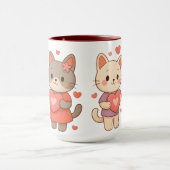 Romantic Cats Heart Ceramic Mug Tasse (Zentrum)