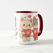 Romantic Cats Heart Ceramic Mug Tasse (VorderseiteRechts)
