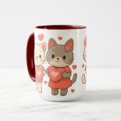 Romantic Cats Heart Ceramic Mug Tasse (Vorderseite Links)
