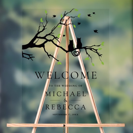 Romantic Cats Wedding Welcome Acrylschild (Neutral)