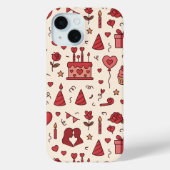 Romantic Celebration Doodle Pattern Case-Mate iPhone Hülle (Rückseite)